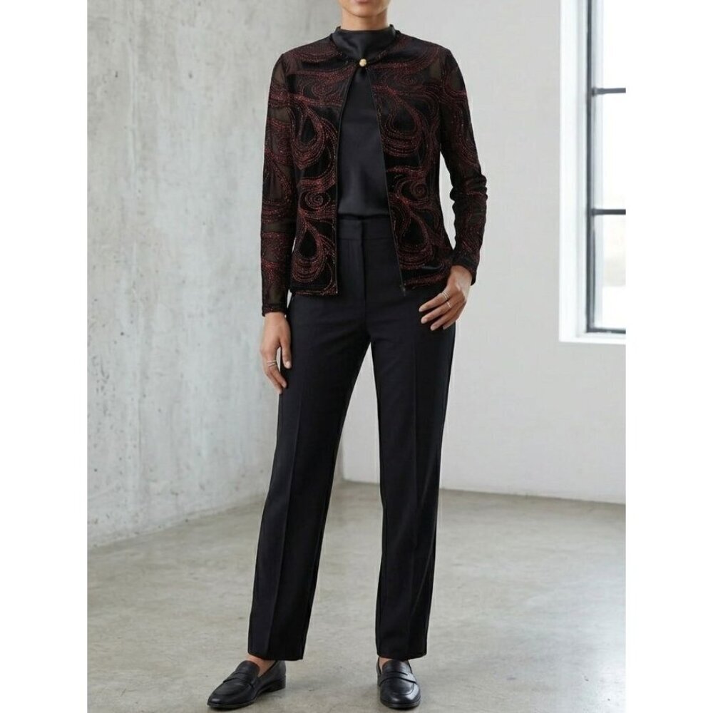 Vintage Y2K Black Red Glitter Jacket Cocktail Night Out